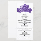 Carte de menu Vintage Rose Mariage Aquarelle viole (Devant / Derrière)