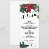Carte de menu Watercolor Christmas Poinsettia 4x9 (Devant / Derrière)