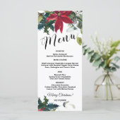 Carte de menu Watercolor Christmas Poinsettia 4x9 (Debout devant)