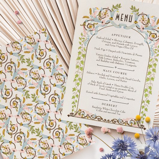 Carte de menu Watercolor Victorian Royal Elegance