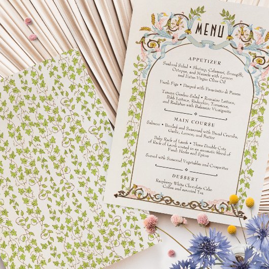 Carte de menu Watercolor Victorian Royal Elegance