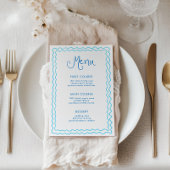 Carte de menu Whimsical Hand Drake Blue Squiggle