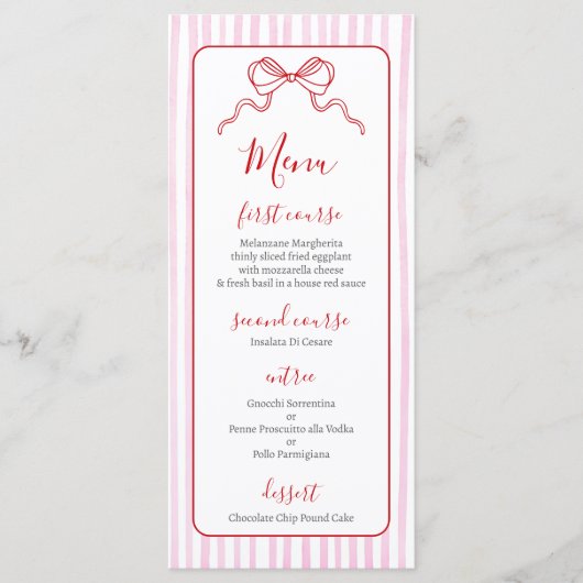 Carte de menu Whimsical Pink and Red Christmas (Devant)