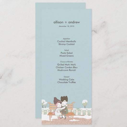 Carte de menu Whimsical Winter Wedding (Devant / Derrière)