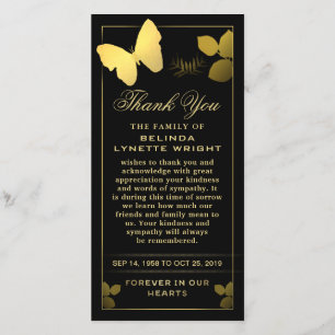 Carte de Merci aux papillons d'or