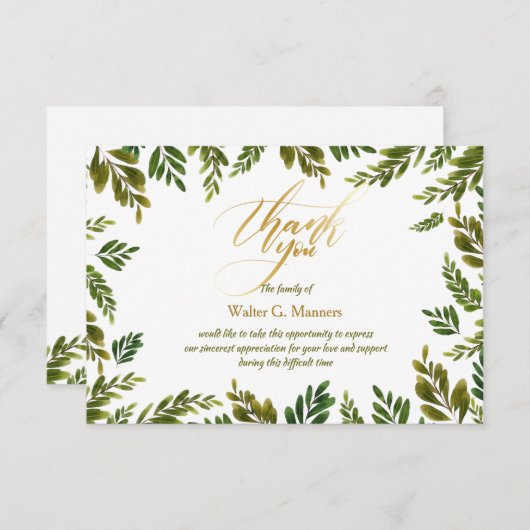 Carte de Merci botanique (Devant / Derrière)