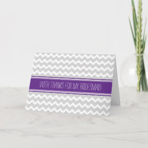 Carte de Merci Bridesmaid violet gris Chevron