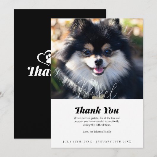 Carte de Merci de la perte de l'animal (Devant / Derrière)