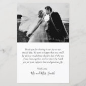 Carte de Merci de mariage élégante photo budget (Dos)