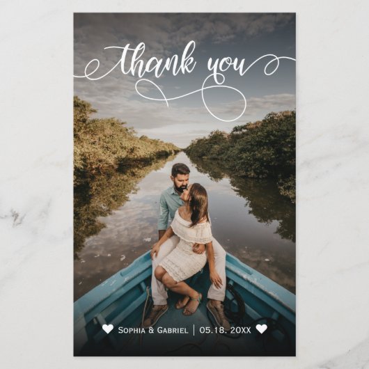 Carte de Merci de mariage élégante photo budget (Devant)