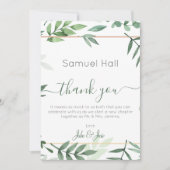 Carte de Merci  de Mariage végétal vert (Devant)