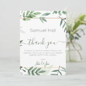 Carte de Merci  de Mariage végétal vert (Debout devant)