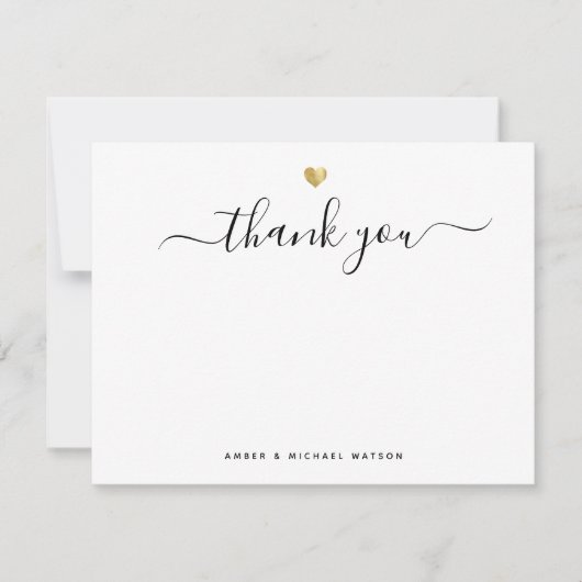 Carte de Merci de script Gold Heart moderne (Devant)