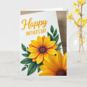 Carte de Mère Message Doré (Fleur jaune)