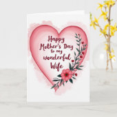 Carte de Mère Sincère Rouge Cramoisi (Fleur jaune)