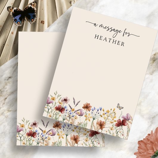 Carte de message Boho Fleur sauvage Baby shower