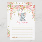 Carte de message Boho Floral Elephant Time Capsule (Devant / Derrière)