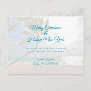 Carte de message chrétien de Noël tropical