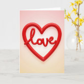 Carte de Message Cœur d'Amour Rouge (Fleur jaune)