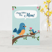 Carte de Message de Fête des Mères Bluebird (Fleur jaune)