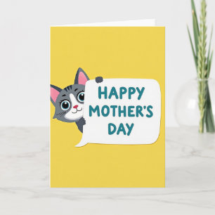 Carte de Message de Fête des Mères Chat Gris