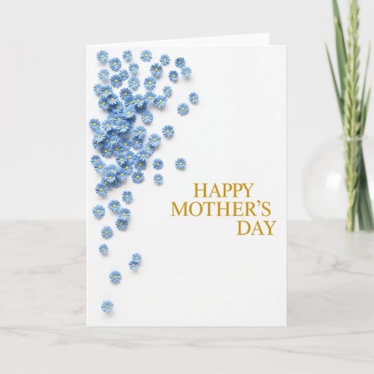 Carte de Message de Fête des Mères Florale Bleue (Devant)