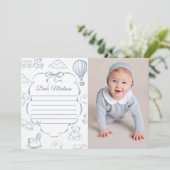 Carte de message de la capsule de la boîte bleue T (Debout devant)