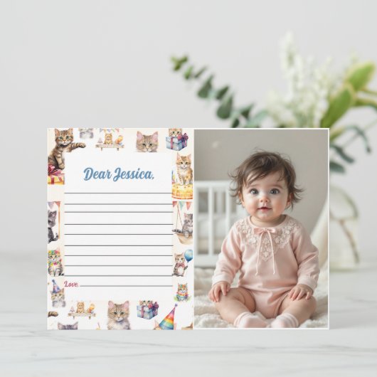 Carte de message de la Capsule de temps de chat Cu (Debout devant)