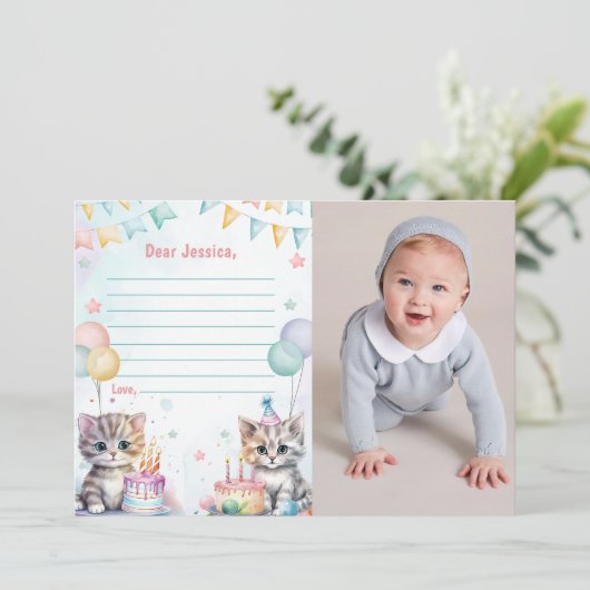 Carte de message de la Capsule de temps de chat Cu (Debout devant)