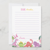 Carte de message de la petite fille Dinosaur temps (Devant)