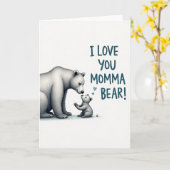 Carte de Message de Maman Ourse Affectueuse (Fleur jaune)