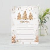 Carte de message de note d'arbre de Noël Gold (Debout devant)