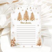 Carte de message de note d'arbre de Noël Gold