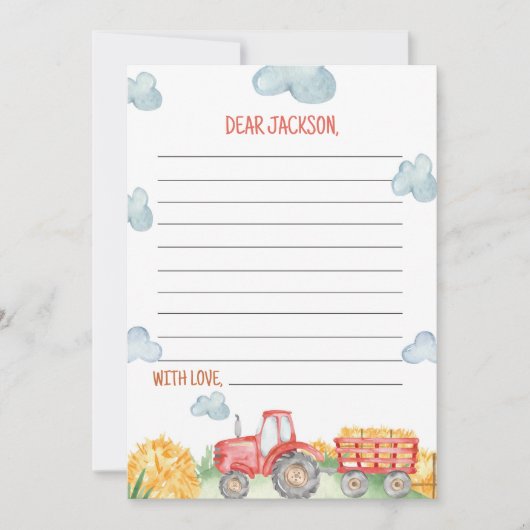 Carte de message de note de la capsule Red Tractor (Devant)