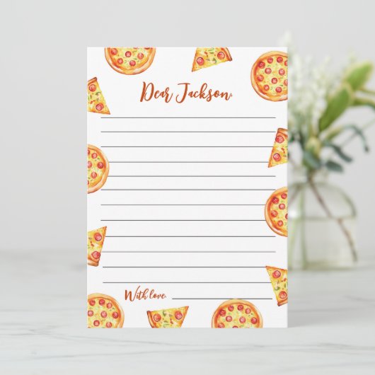 Carte de message de note de temps de pizza moderne (Debout devant)