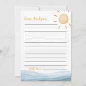 Carte de message de note du petit rayon de soleil (Devant)