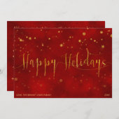 CARTE DE MESSAGE DE VACANCES | Script Red Gold Fau (Devant / Derrière)