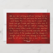 CARTE DE MESSAGE DE VACANCES | Script Red Gold Fau (Dos)