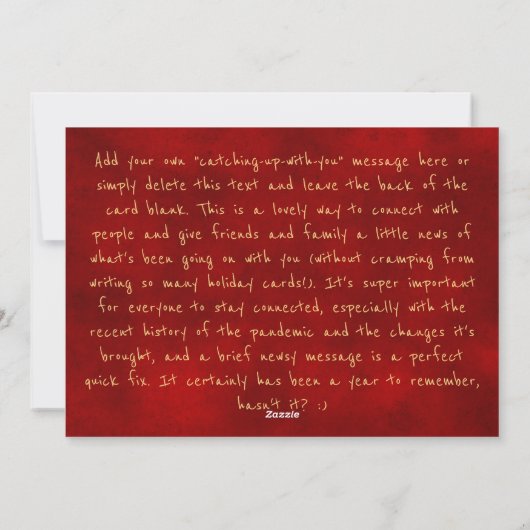 CARTE DE MESSAGE DE VACANCES | Script Red Gold Fau (Dos)