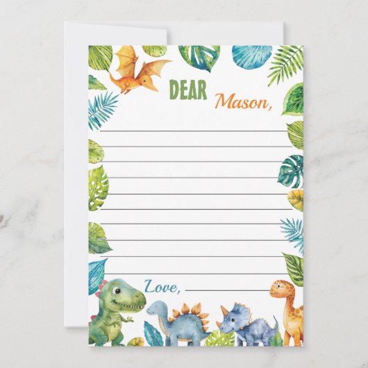 Carte de message Dinosaures Time Capsule Note (Devant)