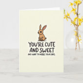 Carte de Message Douce Lièvre Mignon (Fleur jaune)