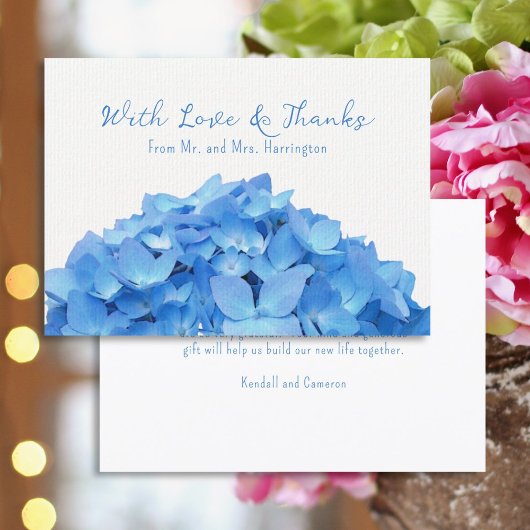 Carte de Message Fleur d'Hydrangea Bleue Amour et