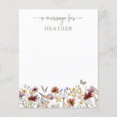 Carte de Message Fleur Sauvage Verte (Devant)