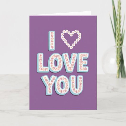 Carte de Message Fleurs Je T'Aime (Devant)