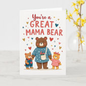 Carte de message Grande Maman Ourse (Fleur jaune)