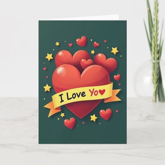 Carte de Message Je T'Aime Coeurs (Devant)
