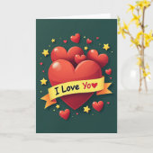 Carte de Message Je T'Aime Coeurs (Fleur jaune)