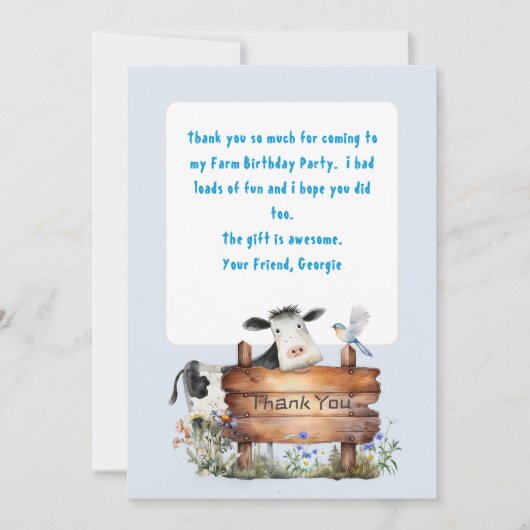 Carte de message Merci d'anniversaire à thème de l (Devant)