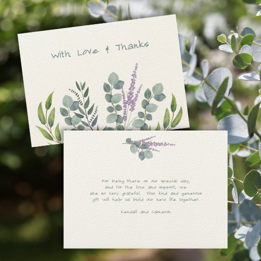 Carte de message Merci Lavender Eucalyptus