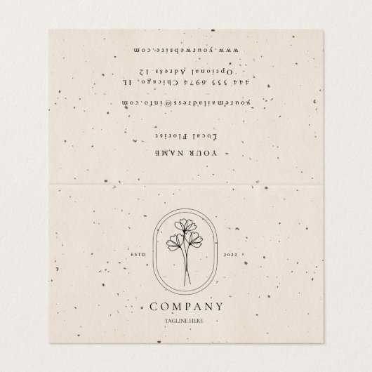 Carte de message minimale pour fleuriste texturé b (Extérieur déplié)